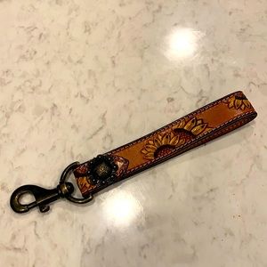 Leather tooled keychain
